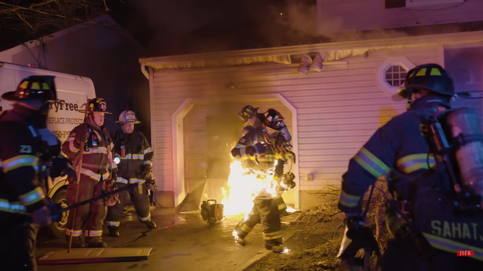 Caught on camera: Firefighter catches fire at NJ house fire
