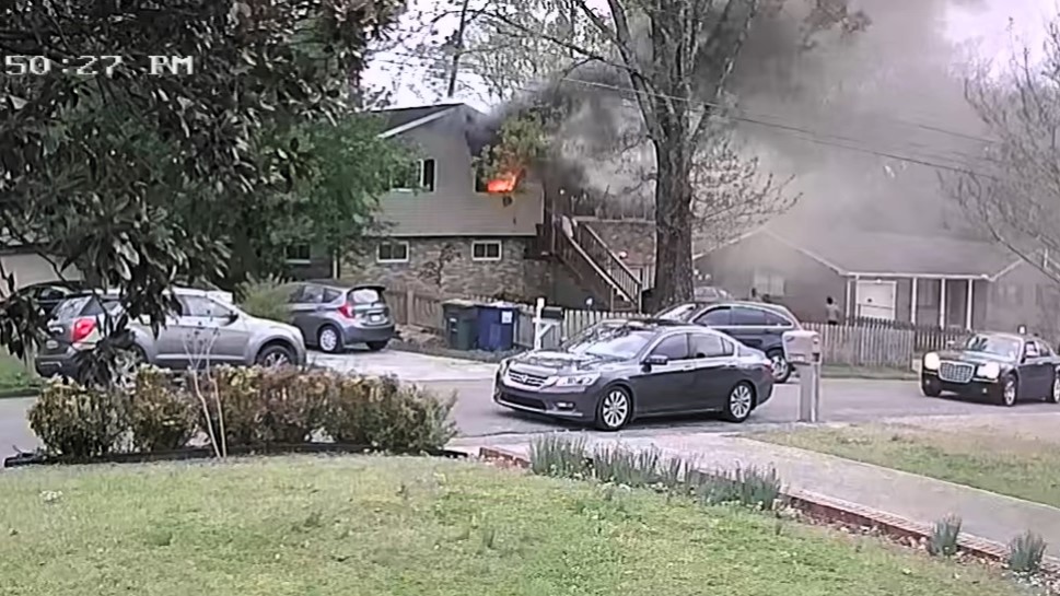 Pre-arrival video shows house fire progression