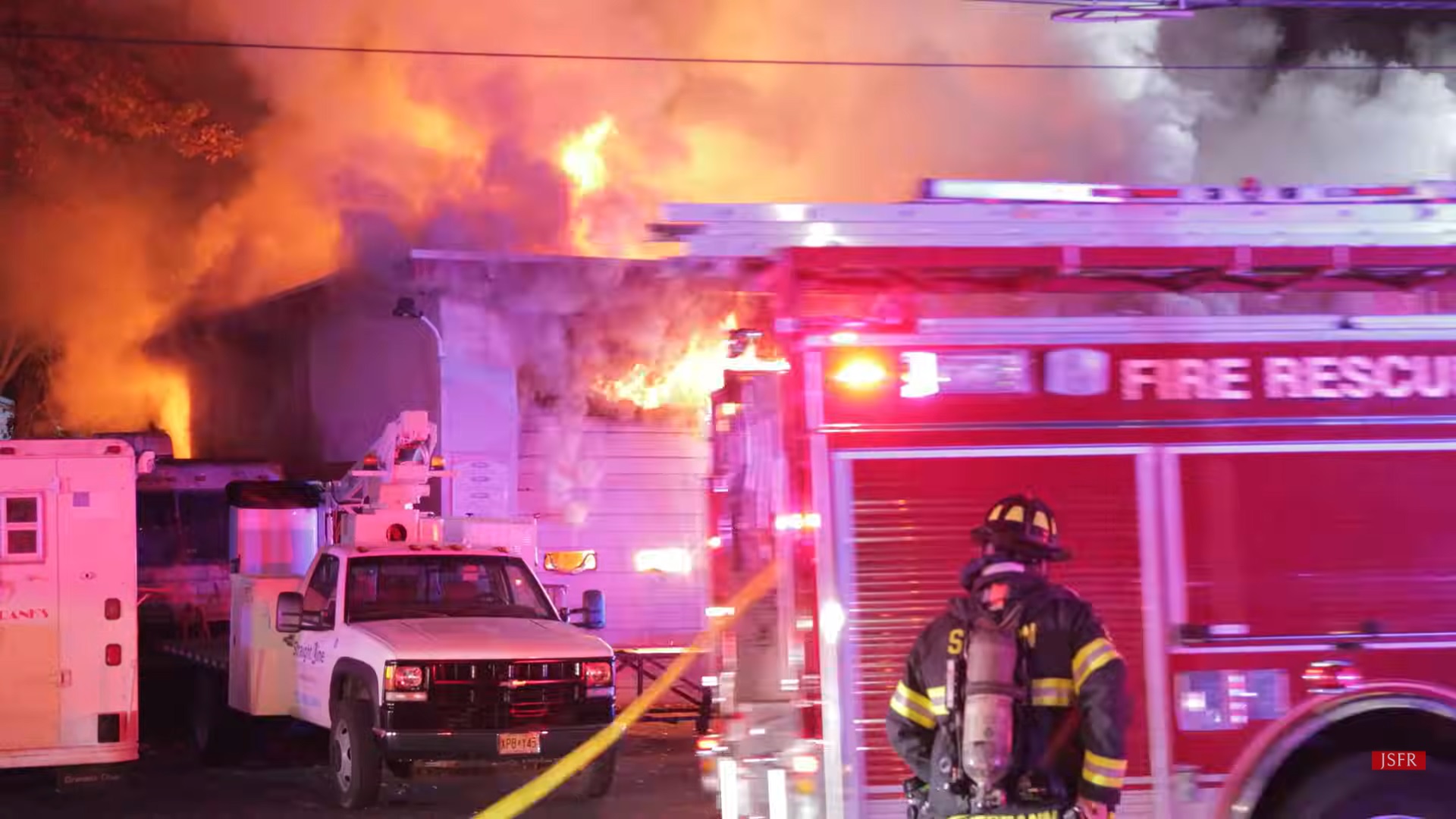 Early video from New Jersey two-alarm auto repair shop fire